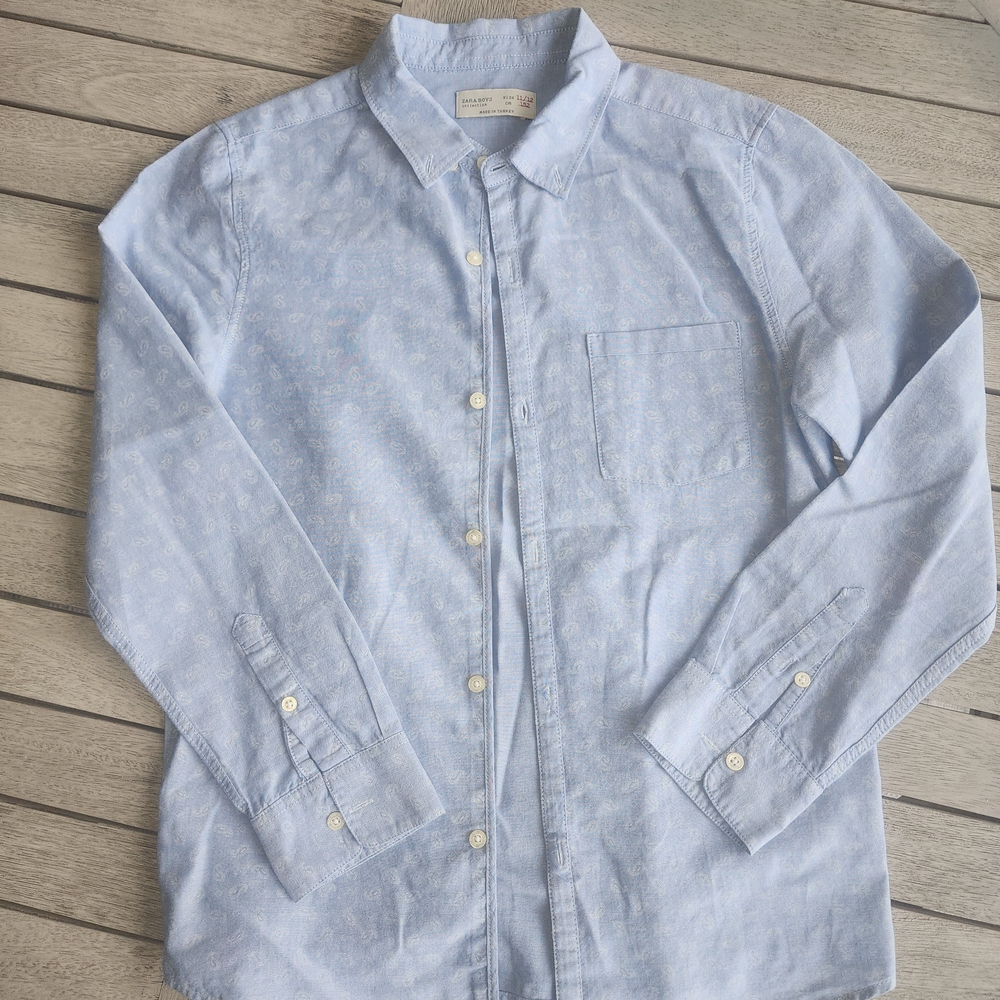 Zara Boy's Sky Blue Casual Button-Down Shirt